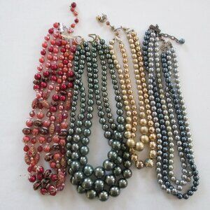4 Necklaces Multi Strand 1960s